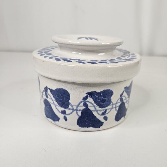 Vintage Amnion Triana Salt Glaze Stoneware Floral Print Butter Crock W Lid - Picture 3 of 8